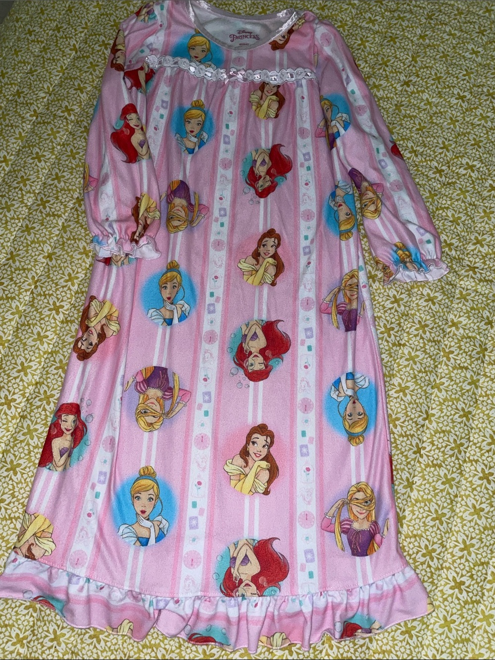 Disney Pink Princess Long Sleeve Nightgown with Multicolor Prints